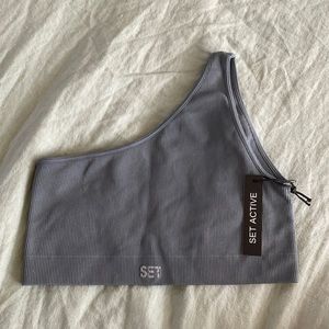 Set Active One Shoulder Bra - Size M, Dark Gray